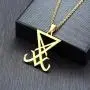 FAANCU Satanic Pendant Necklaces Sigil of Lucifer Leviathan Cross Seal of Satan Symbol Stainless Steel Necklace Chain, 20/24inch
