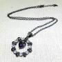 FLIUAOL Gothic Black Skull Necklace Heart Crystal Punk Pendants Gifts for Women
