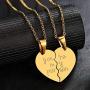 MJartoria Couples Necklaces for 2-Her King His Queen Engraved Split Heart Love Pendant Necklaces Gifts for Birthday Valentines Day
