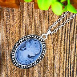 Lady Queen Cameo Jewelry Sets Vintage Look Necklace Earrings Bracelet Antique Silver Plated Fashion Jewelry