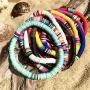 ATIMIGO 9Pcs Colorful Beads Heishi Bracelets Handmade Rainbow Boho Surfur Bracelets Set Stackable Stretch Summer Beach Jewelry for Women Men Girls