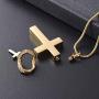 Stainless Steel Cross Memorial Cremation Ashes Urn Pendant Necklace Keepsake Jewelry Urn