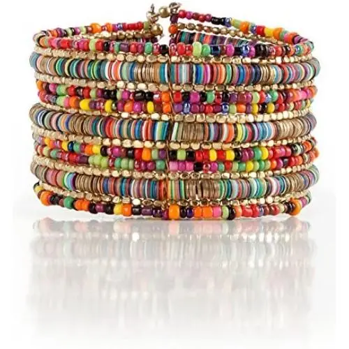 SPUNKYsoul Bohemian Multi-Colored Sequin Gold Cuff Bracelet SPUNKYsoul Bohemian Multi-Colored Sequin Gold Cuff Bracelet