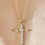 Jude Jewelers 18K Gold Plated Christian Cross Angel Wing Cubic Zircon Pendant Necklace