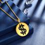 beautlace US Dollar Money Sign Necklaces Silver/18K Gold/Black Gun Plated Round Coin Dollar Pendant Jewelry for Men and Women KP0126