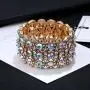 CrazyPiercing Stretch Bracelet Bridal Rhinestone Bangles Statement Wedding Bracelet Jewelry for Women