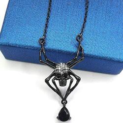 LOTIITEL Gothic Jewelry Black Skull Spider Pendant Gothic Spider Necklaces for Women Teen Girls