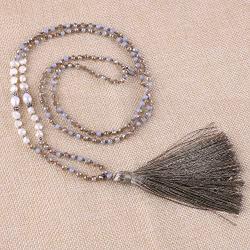 KELITCH New Women Tassel Pearl Necklace Crystal Beads Necklace Bib Shining Y-Shape Necklace 2020