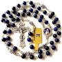 elegantmedical HANDMADE Blue Tiger Eye Beads & Silver Rose Beads ROSARY CROSS Crucifix Necklace box