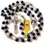elegantmedical HANDMADE Blue Tiger Eye Beads & Silver Rose Beads ROSARY CROSS Crucifix Necklace box