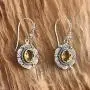 NOVICA Citrine .925 Sterling Silver Dangle Hook Earrings Balinese Sunflower