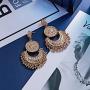 Gmai Antique Ethnic Brocade Mexico Gypsy Engraved Lotus Hook Dangle Earrings for Women and Girls