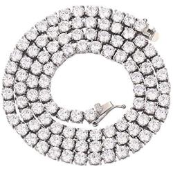 GOLD IDEA JEWELRY Hip Hop 1 Row Iced Out Tennis Chain Stainless Steel-4mm/5mm AAA+ Cubic Zirconia Diamond Tennis Necklace & Bracelet for Men Women 8-26’