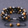 PINZHIGAO 8mm Lava Rock Bracelet Adjustable Bracelet Bead Chakra Bracelet 7 Chakras Healing Bracelet .Yoga Stone Beads Bracelets Meditation Relax Anxiety Bangle for Womens Mens