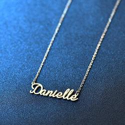 Name Necklace Personalized,Name Necklace Cursive Font Made with Name Pendant 16'' Adjustable Chain