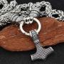 GuoShuang Men Stainless Steel Bear Head Norse Viking Amulet Pendant Necklace Handmade Chain