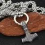 GuoShuang Men Stainless Steel Bear Head Norse Viking Amulet Pendant Necklace Handmade Chain