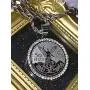 Men Women 925 Italy 14k White Gold Finish Iced Round Mexican Coin Centenario Mexicano Moneda 50 Pesos Ice Out Pendant Stainless Steel Real 2.5 mm Rope Chain Necklace, Mens Jewelry, Iced Pesos Coin Pendant, Chain Pendant Rope Necklace