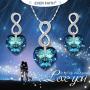 EVER FAITH 925 Sterling Silver CZ Figure 8 Infinity Love Heart Pendant Necklace Earrings Set