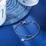 Van Chloe Women 925 Sterling Silver Bracelet Ankle Bracelet Infinity Love Heart Diamond Adjustable Bracelet Teens Girls Women Jewelry Valentines Day