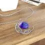 Galaxy & Crescent Cosmic Moon Pendant Necklace, Purple Glass, 17.5 Chain, Great Gift for Women Galaxy & Crescent Cosmic Moon Pendant Necklace, Purple Glass, 17.5 Chain, Great Gift for Women