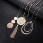 Finrezio 6PCS Long Pendant Necklace Set Tassel Pendant Simple Bar Necklace Strands for Women
