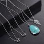 Lux Accessories Womens Stone Teardrop & Arrowhead Double Layered Necklace Set