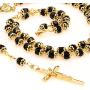 LIFETIME JEWELRY Rosary Necklace Black Crystal Prayer Beads 24K Real Gold Plated