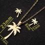MIXIA Stainless Steel Hawaii Tropical Plant Pendant Necklace for Women Coconut Palm Tree Stud Earrings Beach Set Jewelry