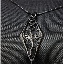 FashionM Mxnpolar The Elder Scrolls V Skyrim Dragonborn Logo Pendant Necklace Cosplay Accessories Black