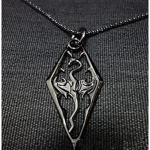 FashionM Mxnpolar The Elder Scrolls V Skyrim Dragonborn Logo Pendant Necklace Cosplay Accessories Black FashionM Mxnpolar The Elder Scrolls V Skyrim Dragonborn Logo Pendant Necklace Cosplay Accessories Black