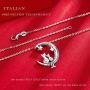 Cat Necklace, S925 Sterling Silver Cat on Moon Pendant, Cubic Zirconia, Women Jewelry, Gifts for Mum with Gift Package- I Love you forever