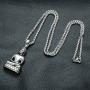 SINLEO Mens Stainless Steel Meditation Tibetan Buddha Pendant Necklace Amitabha Amulet Religious Jewelry