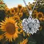 MBSUUH 925 Sterling Silver Oxidation Retro Sunflower Angle Wing Heart Necklace Vintage Pendant Valentines Day Present for Girlfriend-You are My Sunshine