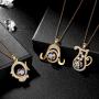 Hipunk Constellation Necklace Iced Out 18k Gold Plated 12 Zodiac Sign Pendant Horoscope Astrology Star Birthday Jewelry SP0068