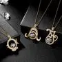 Hipunk Constellation Necklace Iced Out 18k Gold Plated 12 Zodiac Sign Pendant Horoscope Astrology Star Birthday Jewelry SP0068