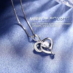 Heart Necklace with 925 Sterling Silver and 3A Cubic Zirconia or Pendent Necklace, 18+ 2'' Extender Chain, Jewelry Gifts for Women Girls