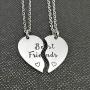 redrain BFF Necklace for 2-Split Valentine Heart Necklace Together Forever Never Apart Best Friends His Always Angel Her Warrior Pendant Friendship Necklace Set