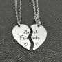 redrain BFF Necklace for 2-Split Valentine Heart Necklace Together Forever Never Apart Best Friends His Always Angel Her Warrior Pendant Friendship Necklace Set