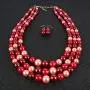 HaHaGirl Faux Pearl Strands Mix Color Tone Jewelry Sets for Women Include Necklace Bracelet and Earrings Set