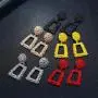Statement Necklace Drop Earrings Set for Women Large Metal Crystal Geometric Dangle Earrings Necklace Jewelry Set