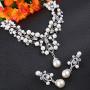 EVER FAITH Flower Simulated Pearl Wedding Jewelry Set Clear Austrian Crystal