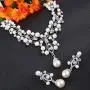 EVER FAITH Flower Simulated Pearl Wedding Jewelry Set Clear Austrian Crystal