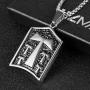HZMAN Christian Tau Tao Cross Franciscan Stainless Steel Shield Pendant Necklacee 22+2 Inch