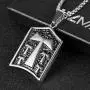 HZMAN Christian Tau Tao Cross Franciscan Stainless Steel Shield Pendant Necklacee 22+2 Inch