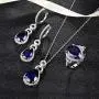 ATTA GEMS 925 Sterling Silver Pear Shape Birthstone Necklace Dangle Earring and Ring Jewelry Set Gifts for Women Girls Bridal ATTA GEMS 925 Sterling Silver Pear Shape Birthstone Necklace Dangle Earring and Ring Jewelry Set Gifts for Women Girls Bridal