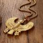 Mgutillart Hip Hop Plated 18K Gold Stainless Steel Egyptian Horus Eagle Pendant Necklace
