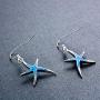 KOEDLN Starfish Necklace Earrings Jewelry Set with Blue Purple Opal Ocean Sea Animal Beach Jewelry for Women Girls