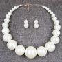 Womens Faux Big Pearl Choker Necklace and Earring Set Fashion Pearl Set