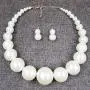 Womens Faux Big Pearl Choker Necklace and Earring Set Fashion Pearl Set Womens Faux Big Pearl Choker Necklace and Earring Set Fashion Pearl Set